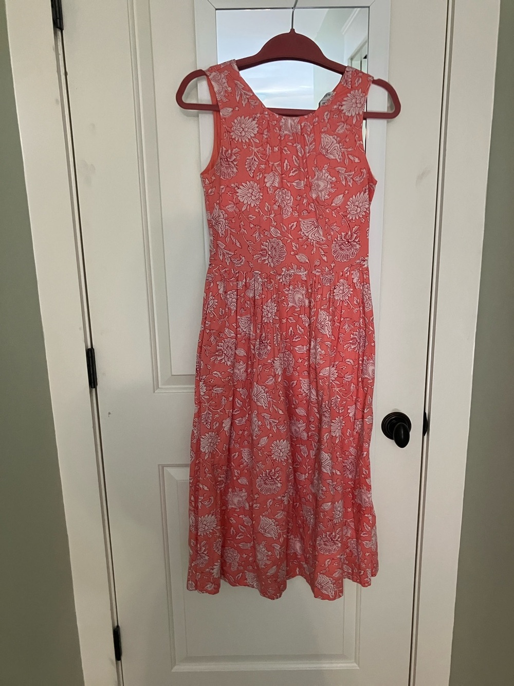 J. Crew Coral Pink Floral Midi Dress